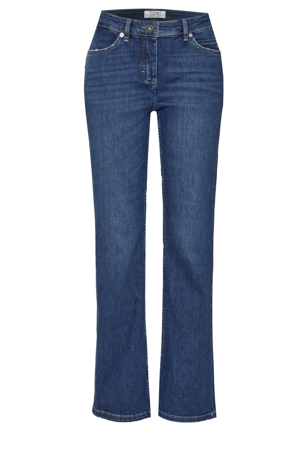 modische Damen-Jeans "Perfect Shape Bootcut" in mid blue used Urban Summer Denim aus Baumwoll-Elasthan