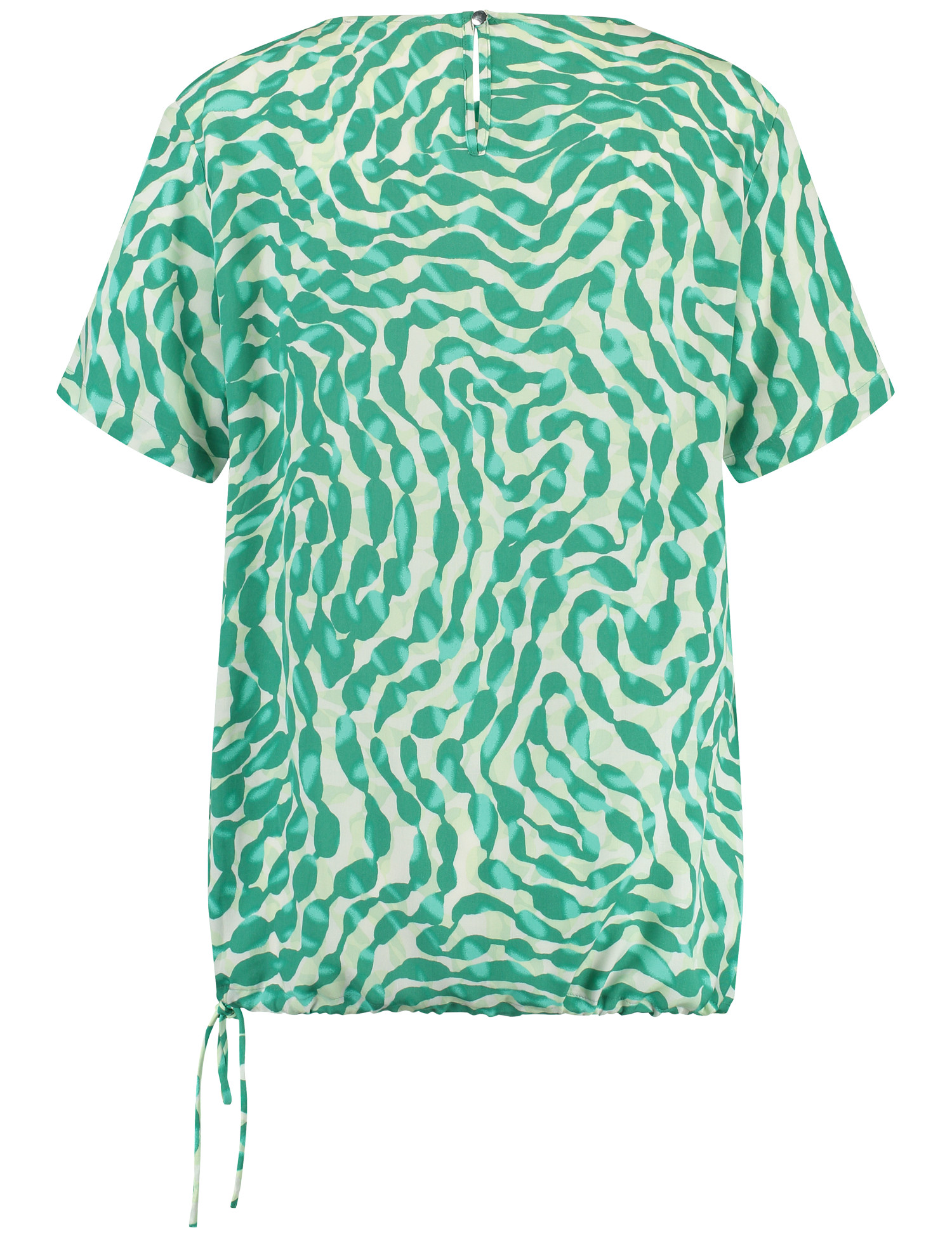 Blusenshirt mit Kordelzug am Bündchen und farbigem Snake-Print