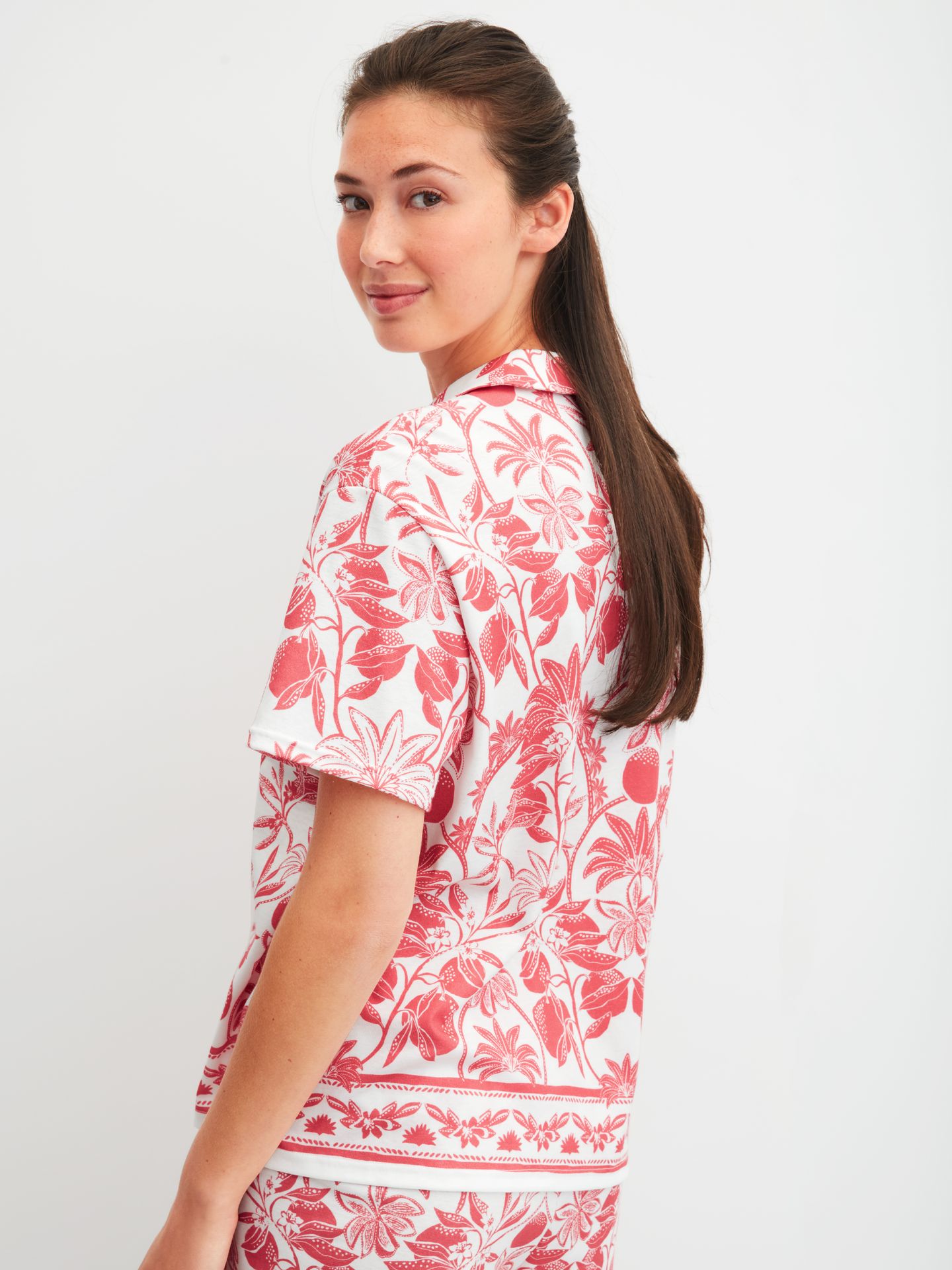 Sleepwear-Shirt mit Allover-Muster aus reinem Baumwoll-Jersey