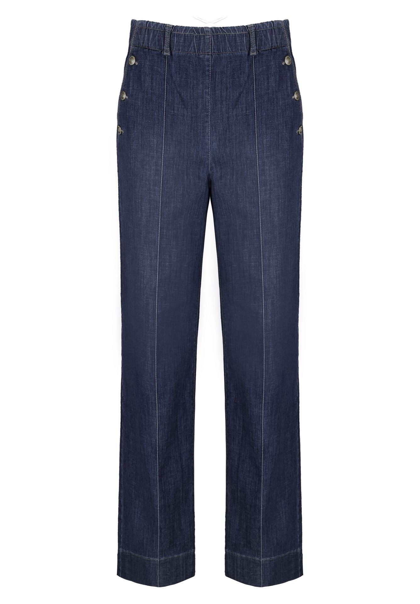 weite Damen-Jeans "PARIGI" mit Goldknopf-Applikation aus Baumwoll-Mix
