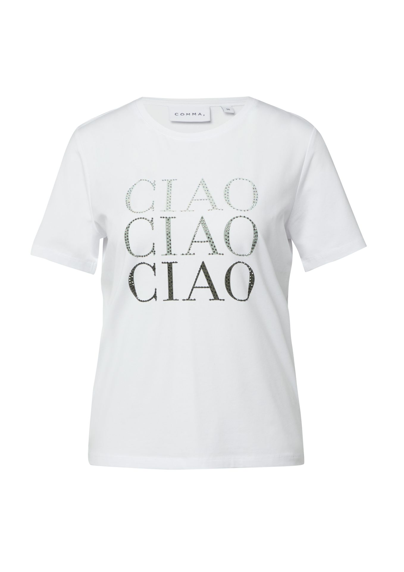 edles T-Shirt mit funkelnden Wording-Front-Motiv aus Baumwoll-Modal-Mix