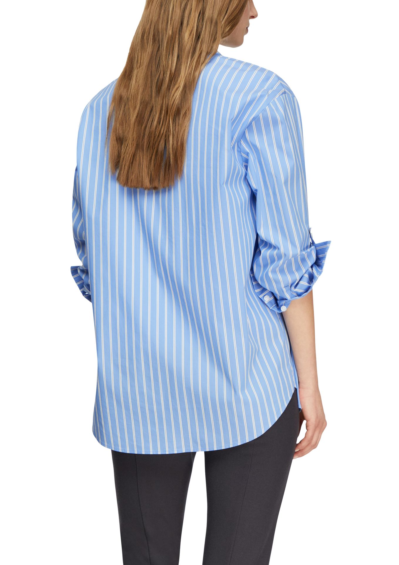 Oversized Hemdbluse mit Streifenmuster aus Baumwoll-Elasthan-Mix