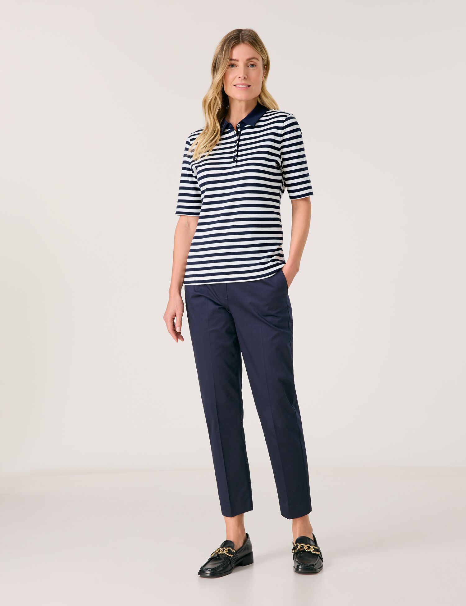 Geringeltes Poloshirt aus reiner Baumwolle