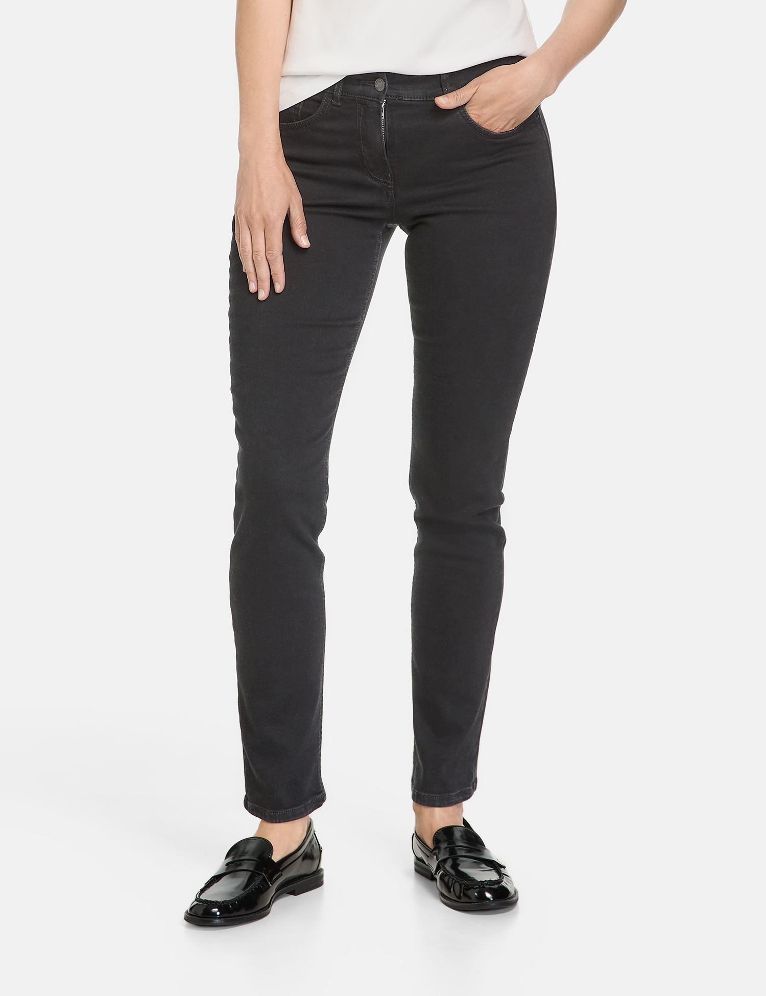 Damen-5-Pocket-Jeans aus elastischem Baumwoll-Denim