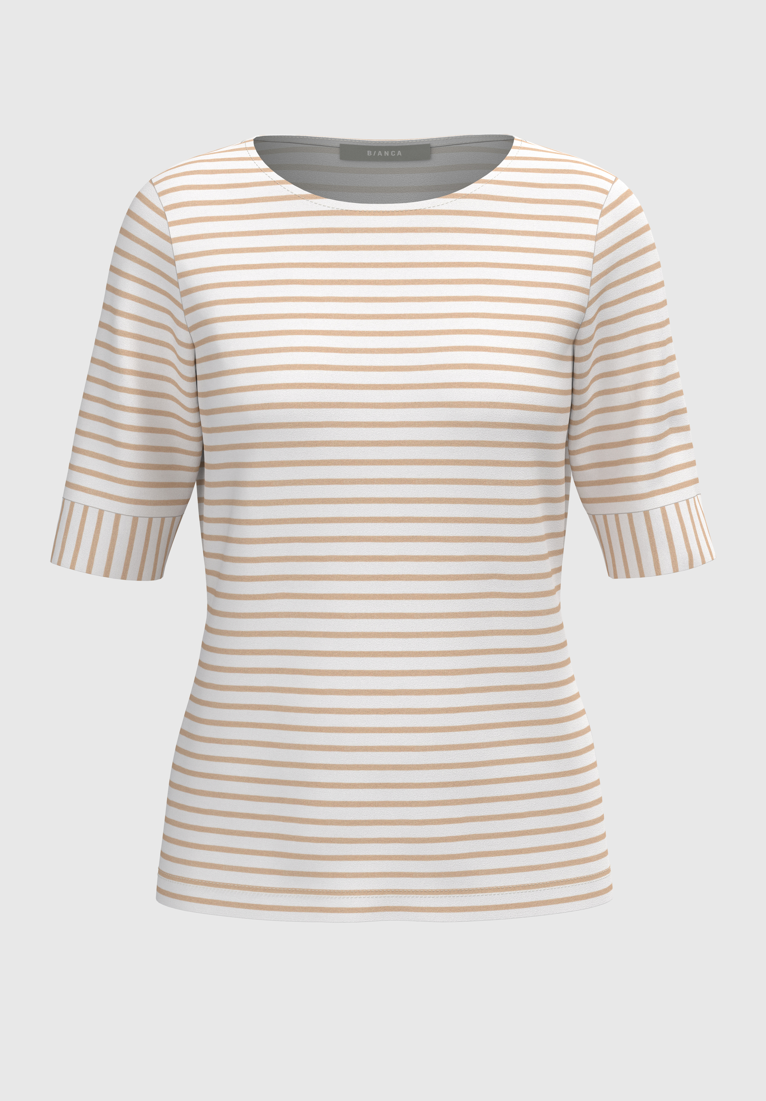 Halbarm-Shirt "DINIA" aus elastischer Baumwolle mit Streifenmuster