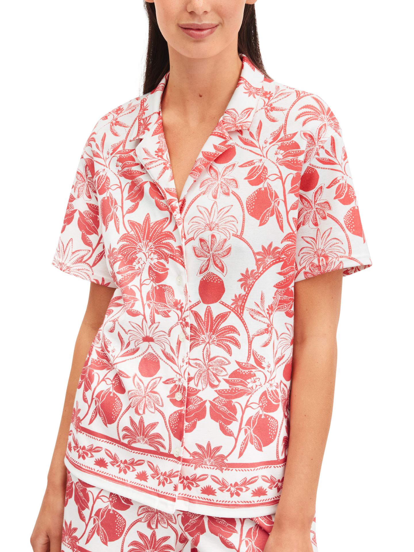 Sleepwear-Shirt mit Allover-Muster aus reinem Baumwoll-Jersey