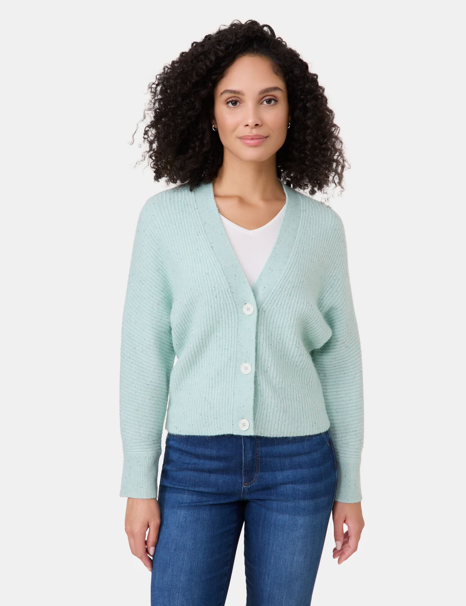 Edel glitzernde Strickjacke aus Alpaka-Woll-Mix
