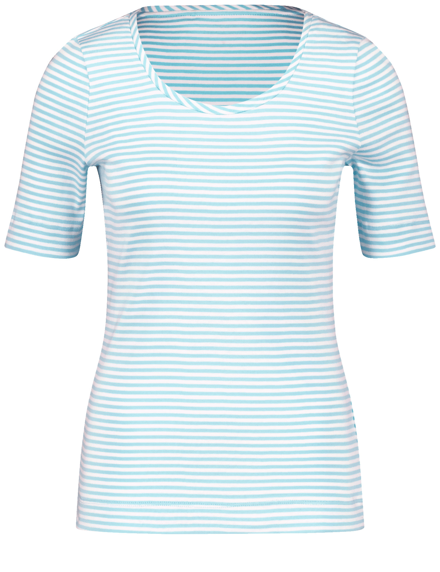 T-Shirt mit feinem Ringelmuster aus reinem Baumwoll-Jersey