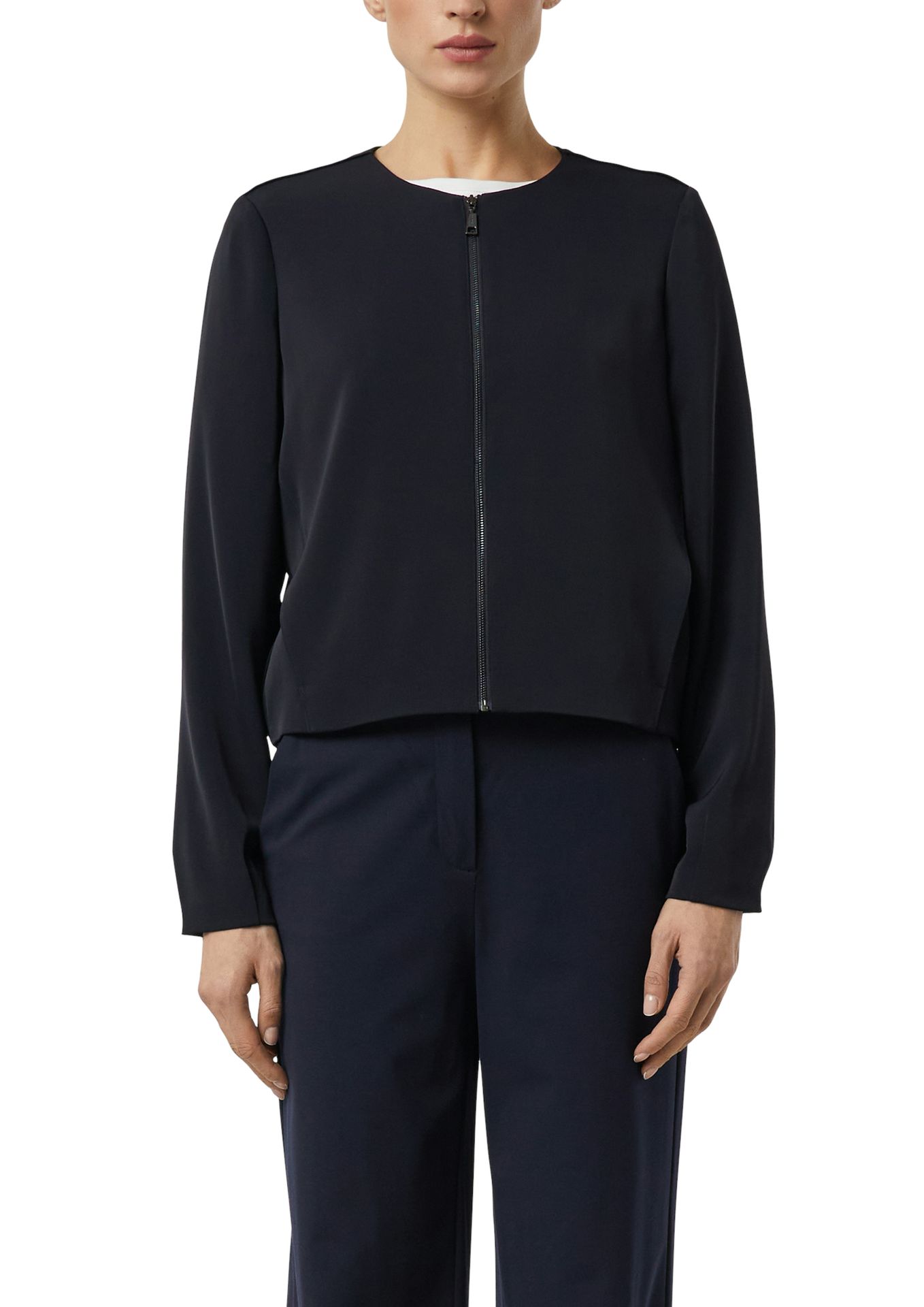 modische Blouson-Jacke im Boxy-Style aus fließendem Material mit Zipper