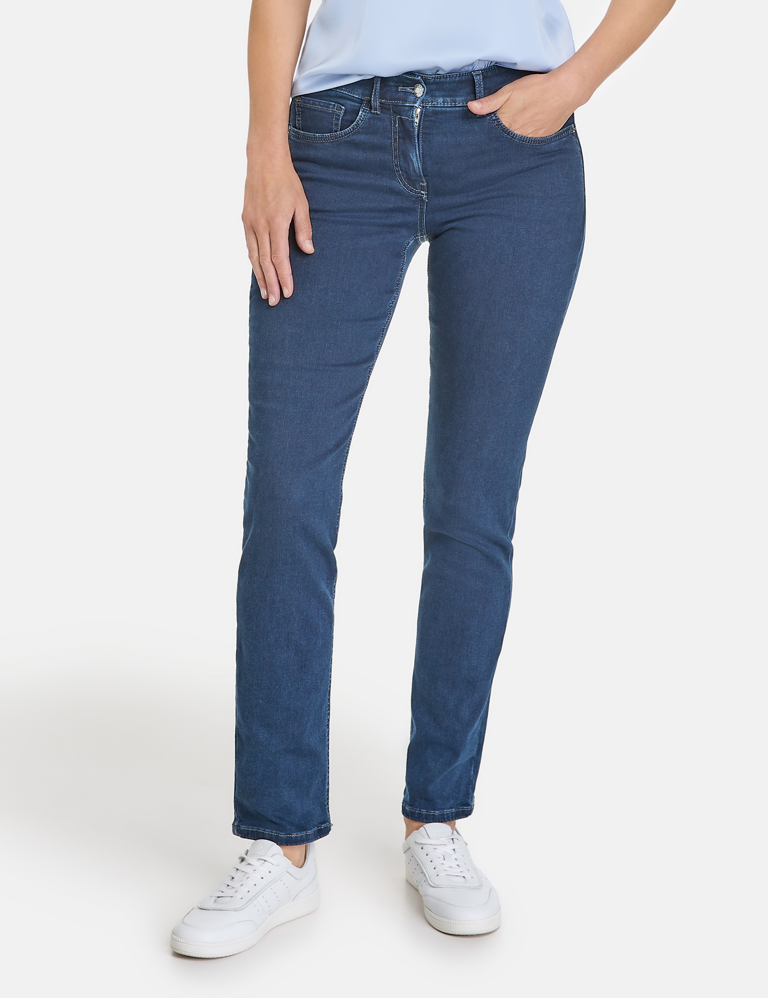 Damen-5-Pocket-Jeans aus elastischem Baumwoll-Denim