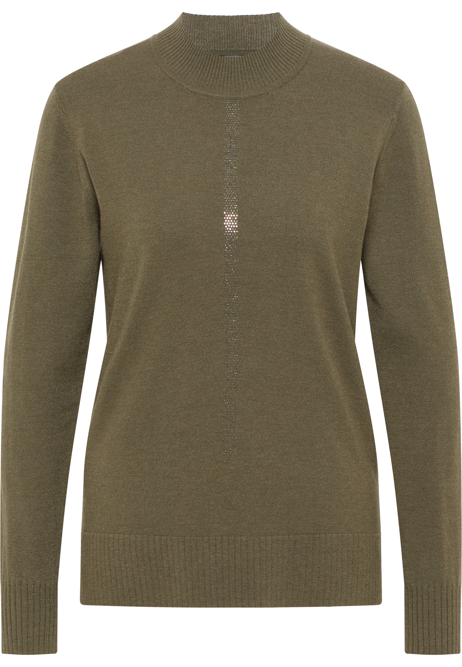 Turtleneck-Strickpullover aus Modal-Mix mit glänzendem Motiv-Streifen