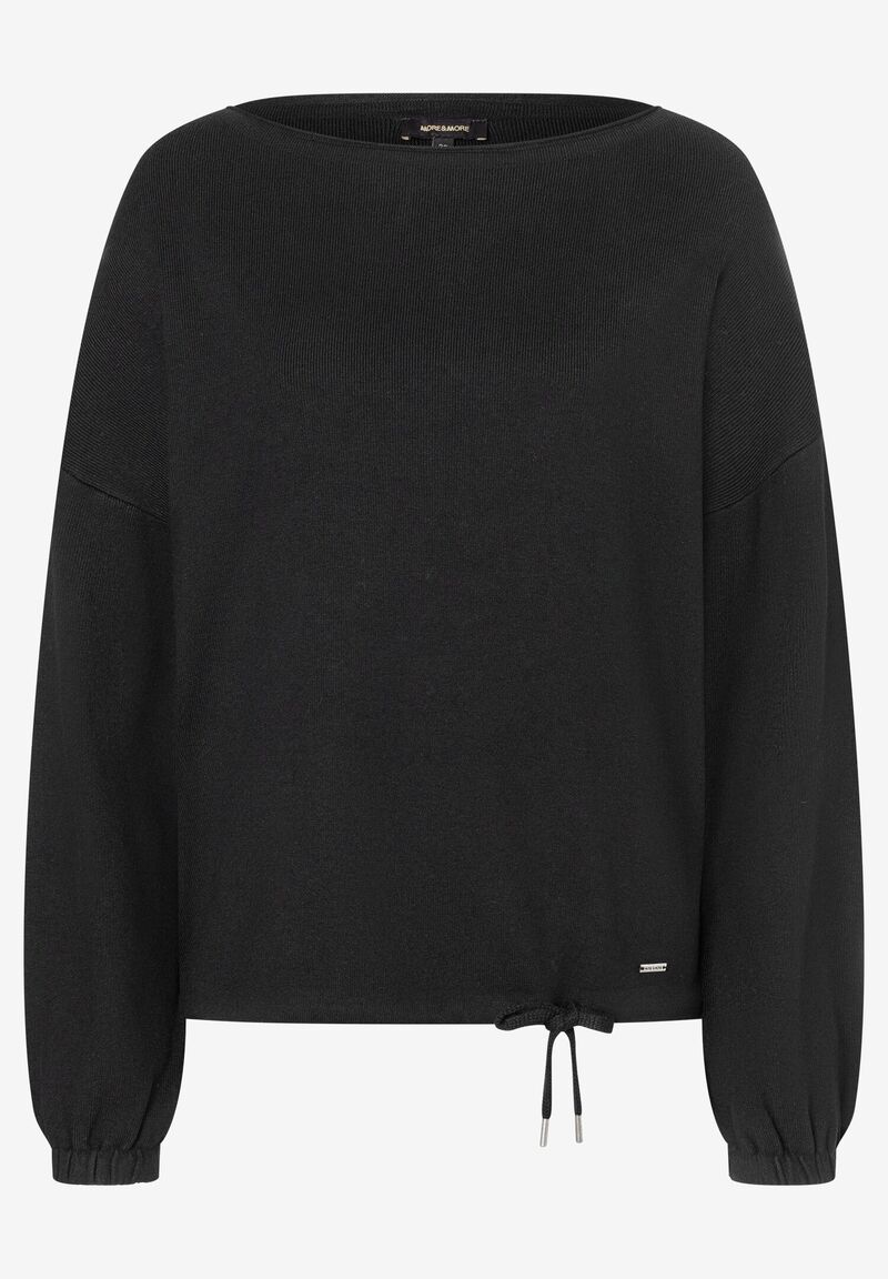 Oversized-Pullover mit Tunnelzug aus Viscose-Feinstrick