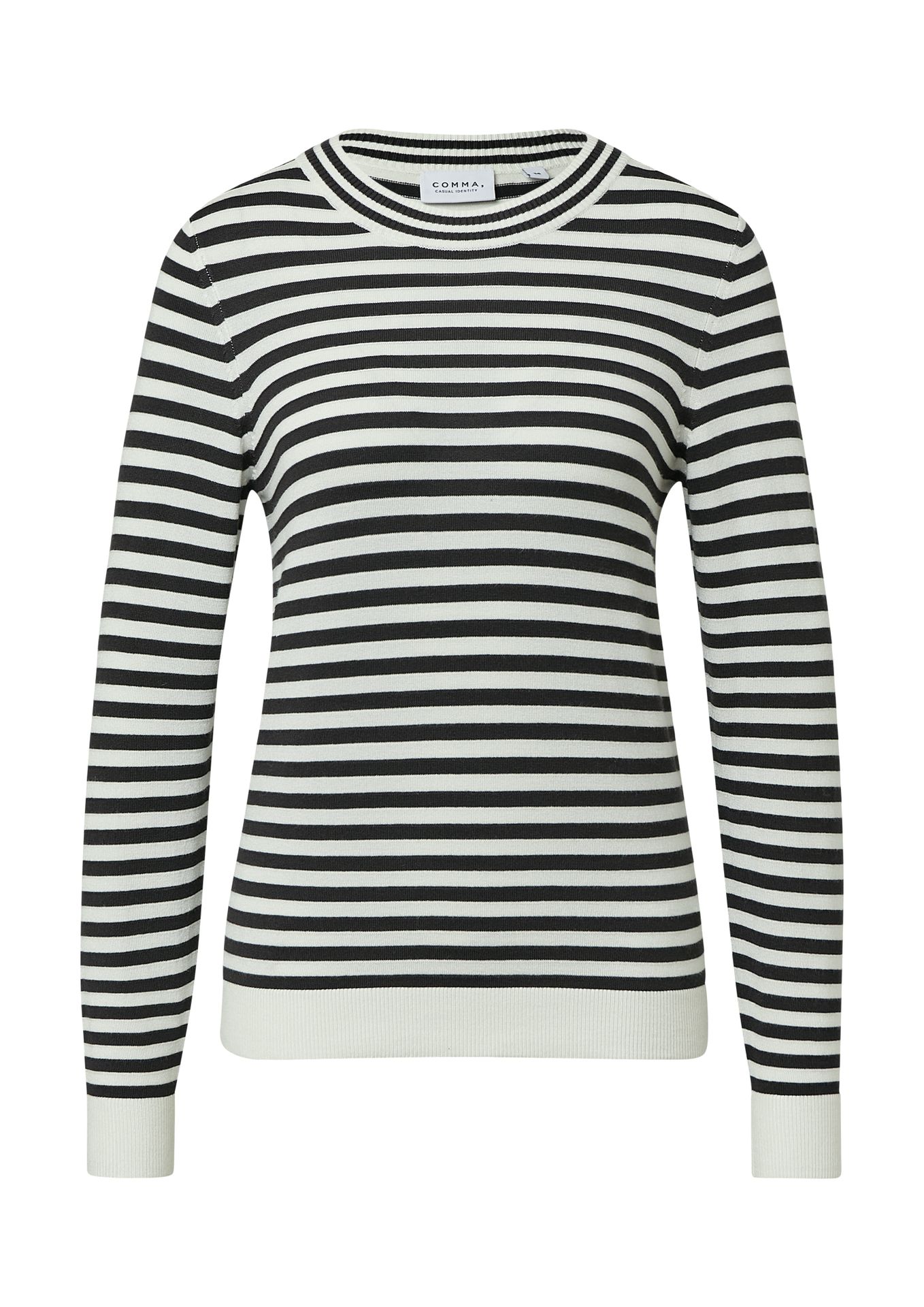 feiner schmaler Ringelpullover aus Viskose-Mix