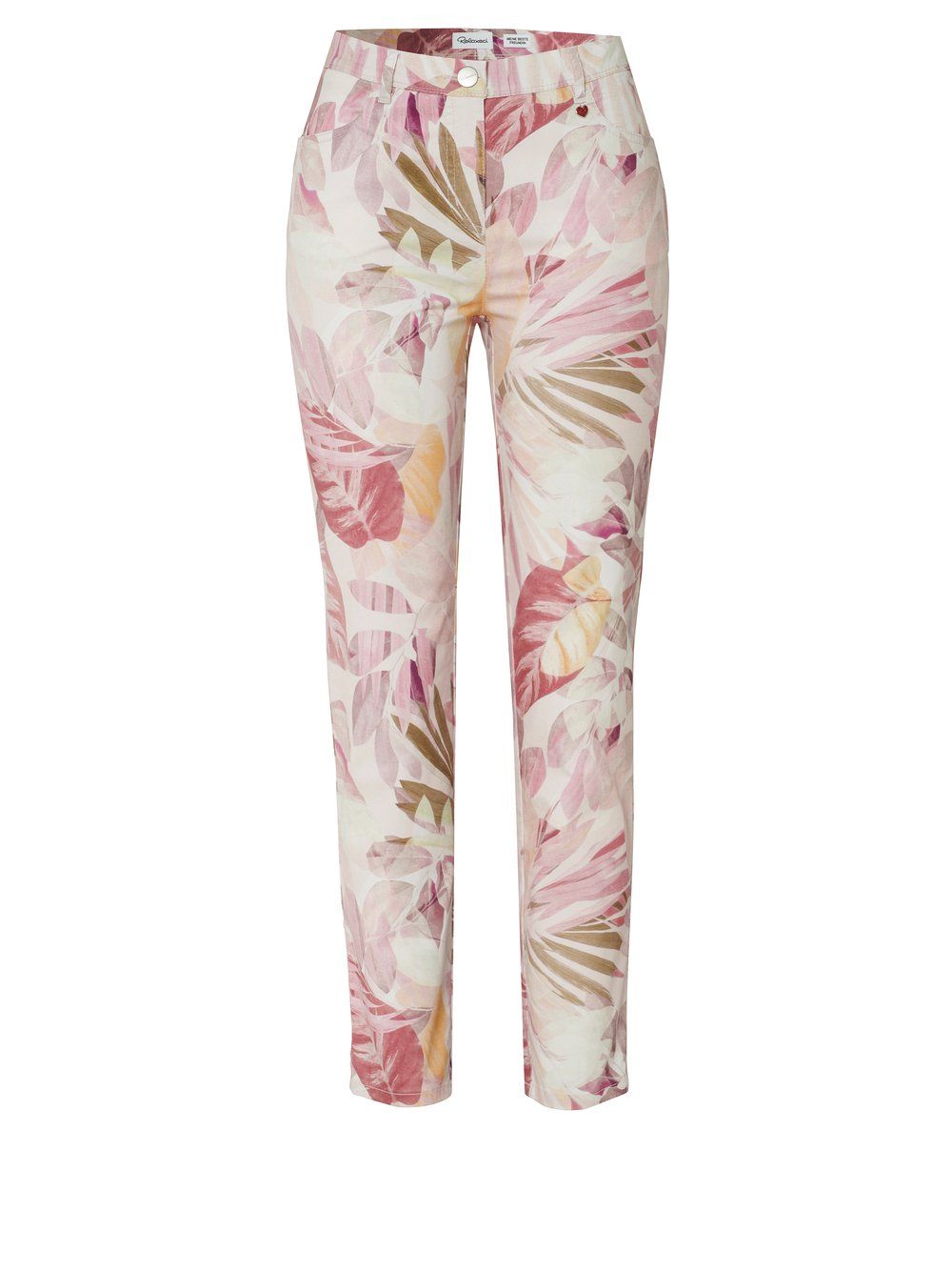 schlanke Damen-Hose "Meine beste Freundin 7/8" mit floralem Allover-Druck aus Baumwoll-Elasthan