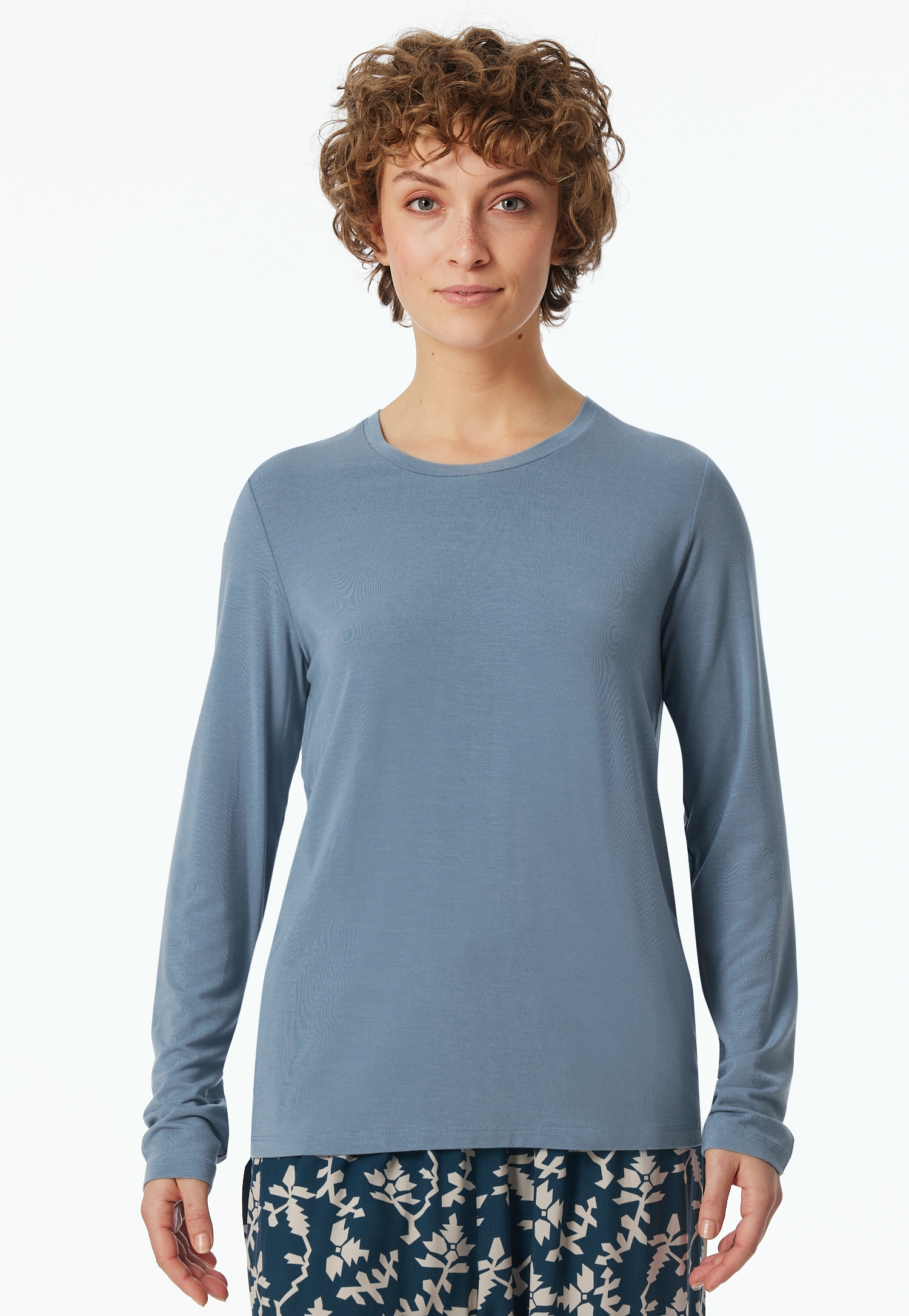 unifarbenes Damen-Loungeshirt aus Modal-Single-Jersey