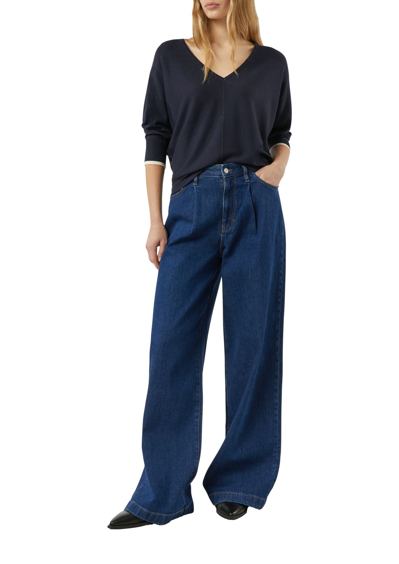 uni oversized Feinstrick-Pullover aus Viskose-Mix