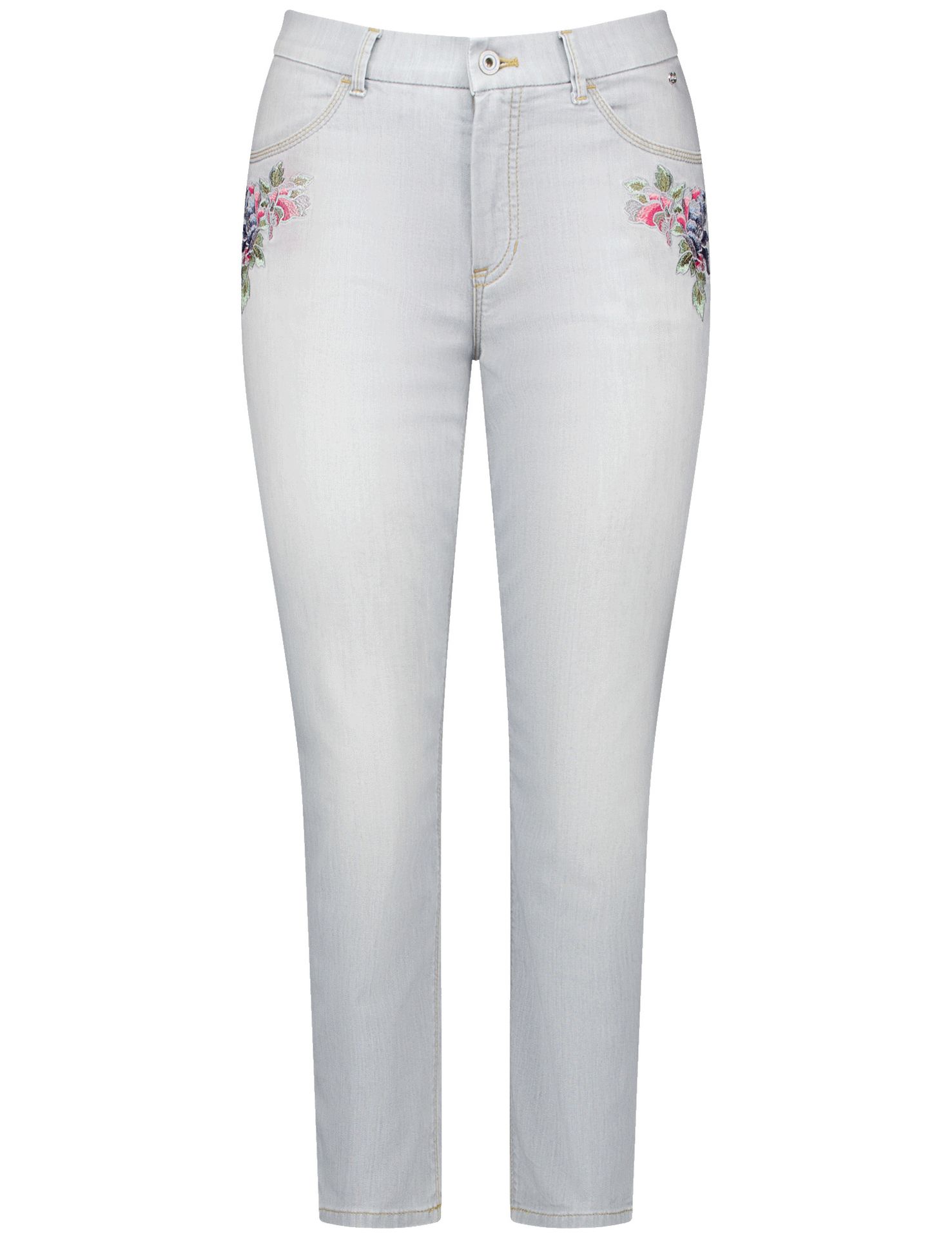 7/8 Jeans in Slim Fit mit floraler Stickerei