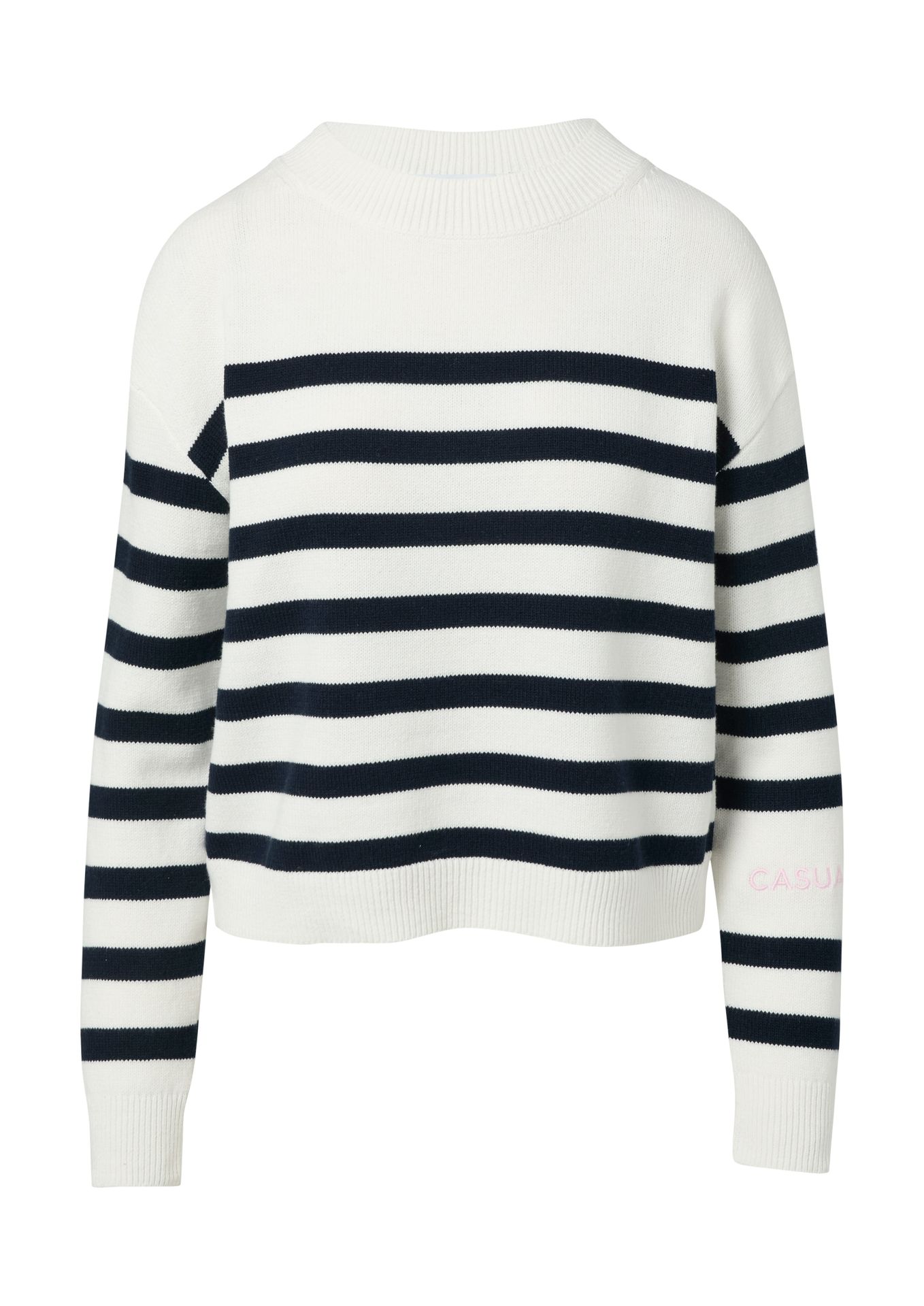 modisch kurzer Strickpullover mit Blockringel