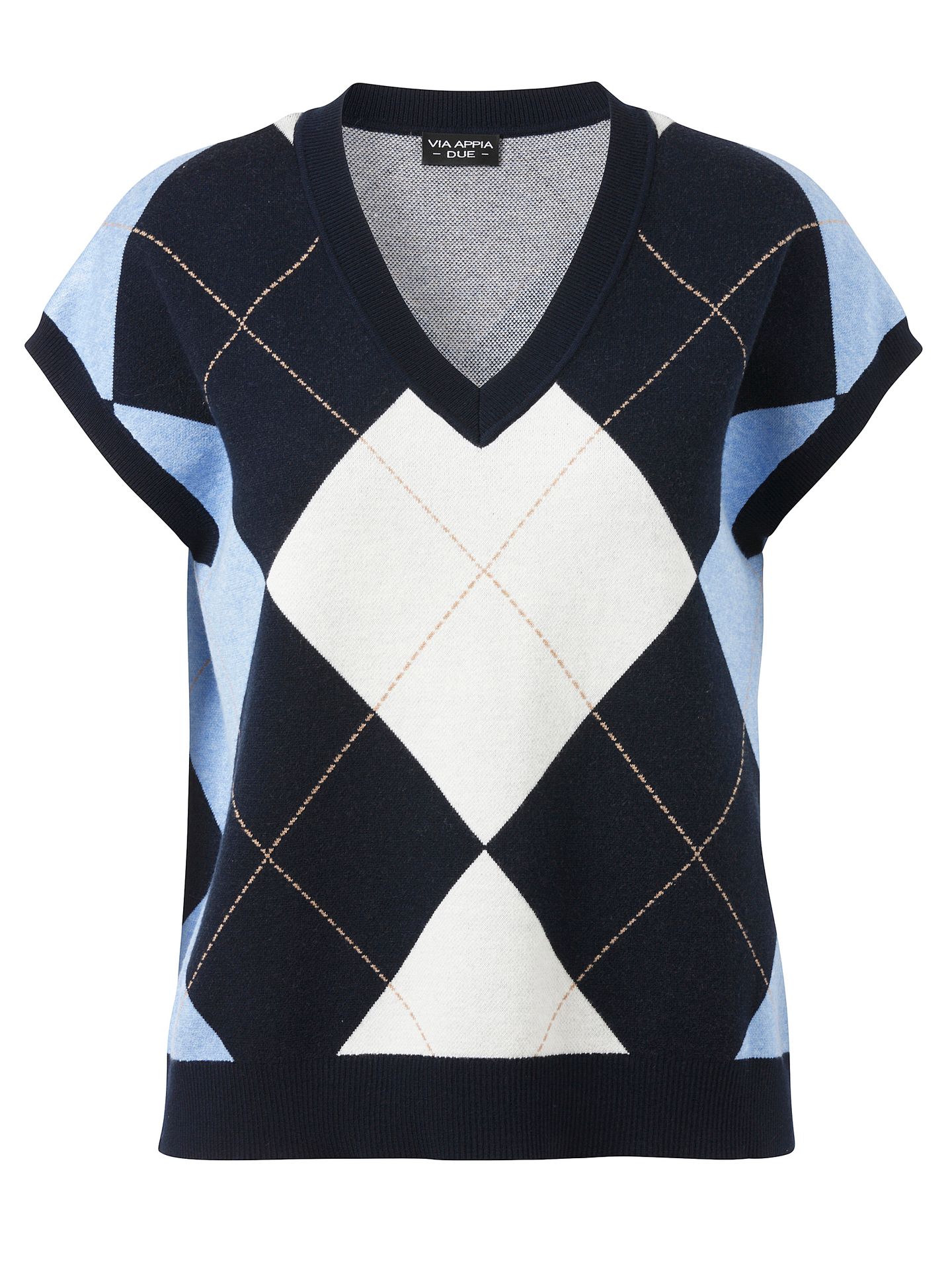 Feinstrick-Pullunder mit Argyle-Karo-Jacquard aus Viskose-Mix