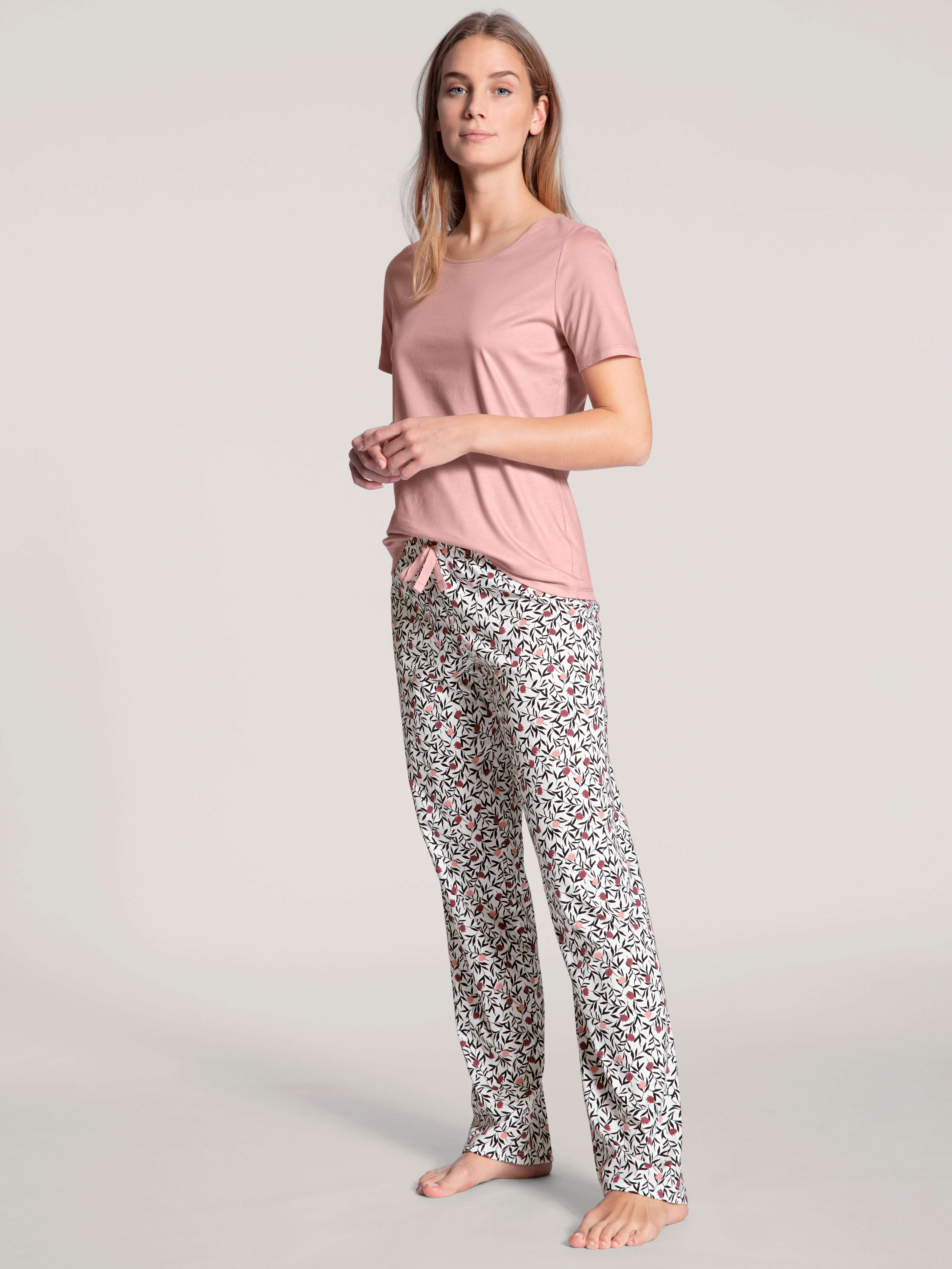 lange Damen-Nightwear-Hose im Allover-Print