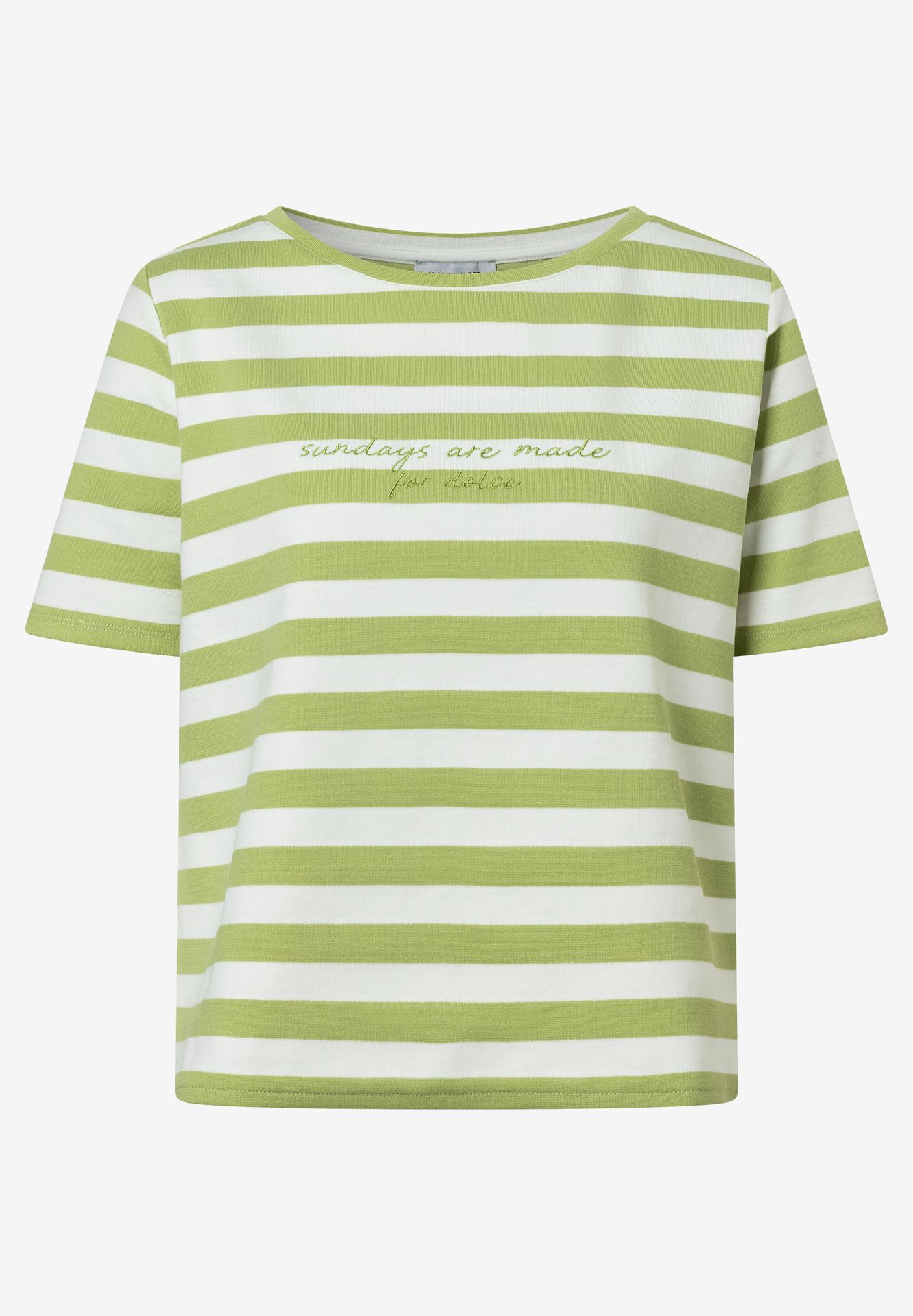Streifen-T-Shirt mit Wording-Front-Motiv und Viskoseanteil