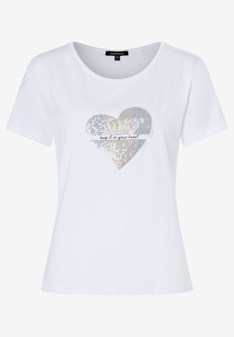 T-Shirt mit Pailletten-Herz aus Baumwolle