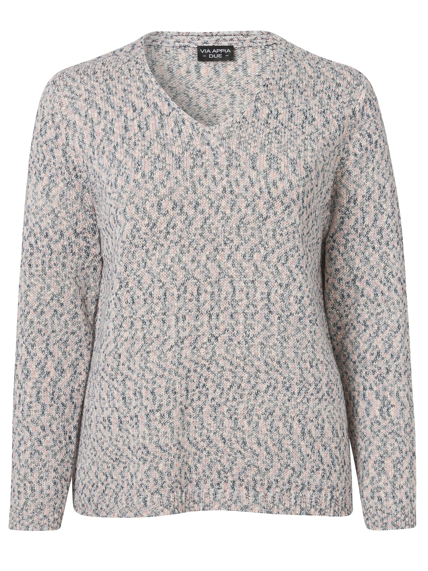 langer Baumwoll-Mix-Pullover aus meliertem Strick