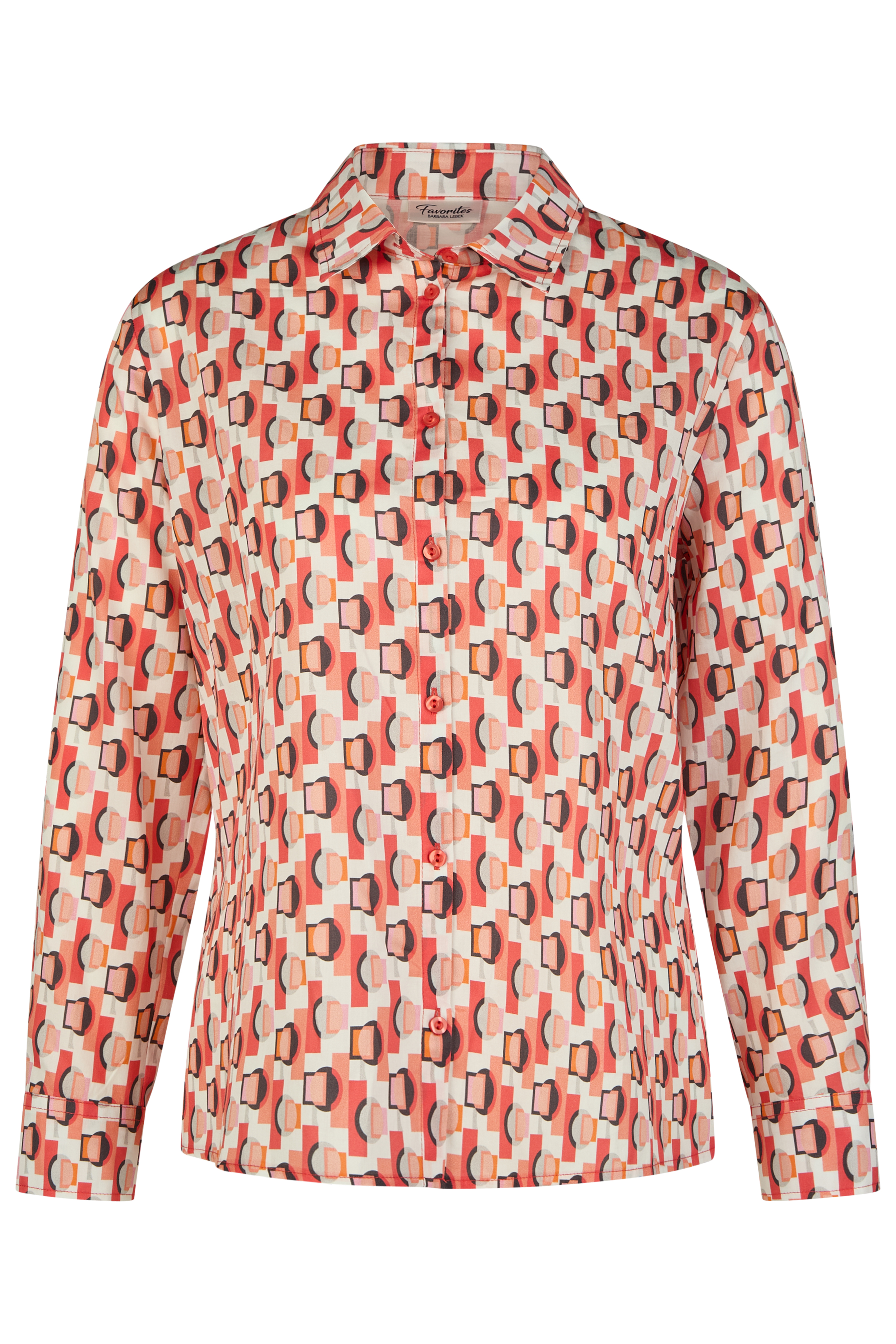 gemusterte Hemdkragen-Bluse aus reiner Baumwolle
