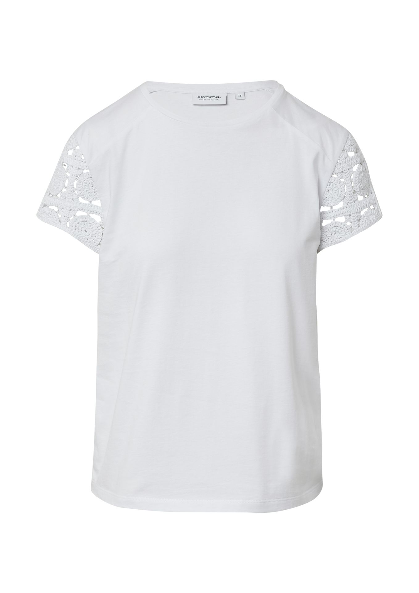 romantisches T-Shirt mit Häkelärmel