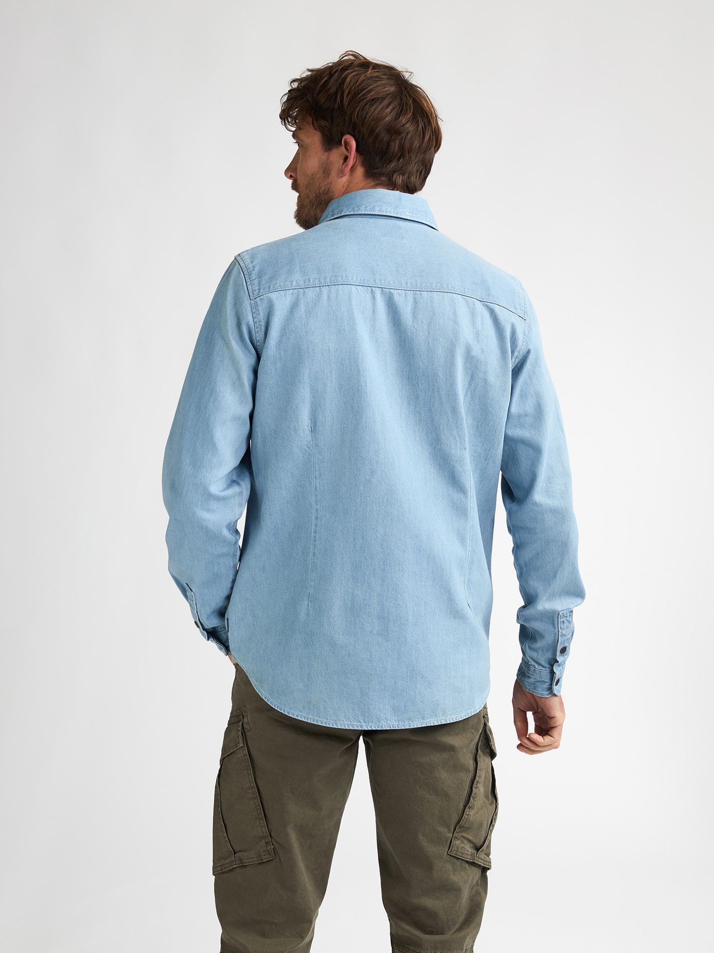 Men Shirt Long Sleeve Denim