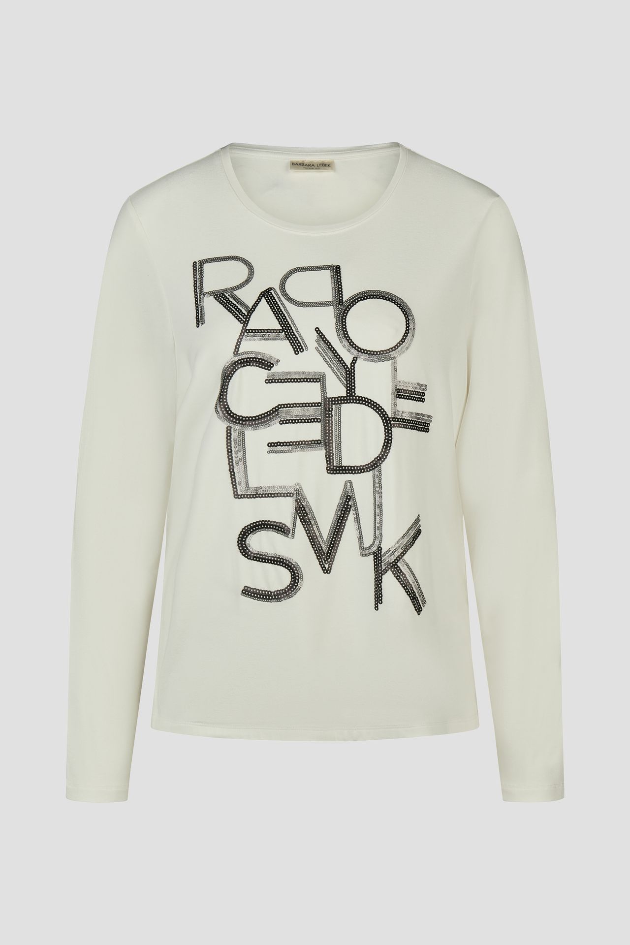 Langarm-Shirt mit "Wording"-Frontprint aus Viskose-Jersey