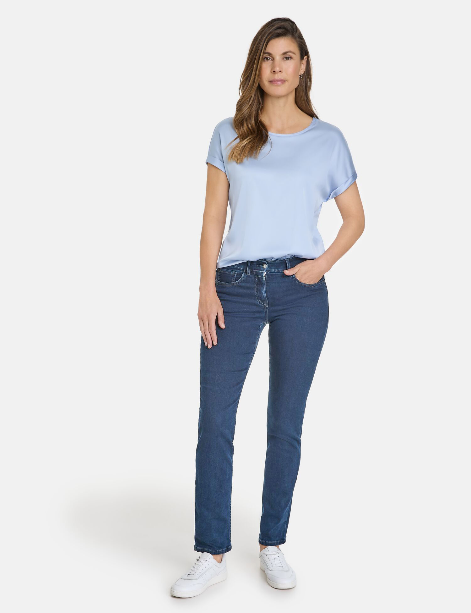 Damen-5-Pocket-Jeans aus elastischem Baumwoll-Denim