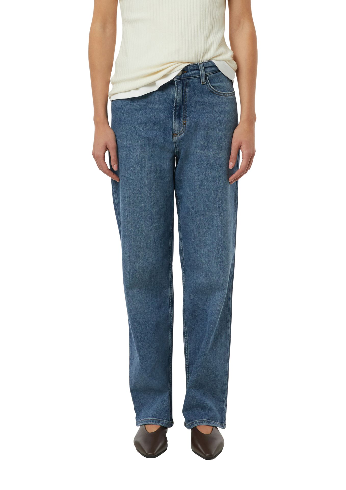 modische Jeans-Hose mit weitem Bein aus Baumwoll-Elasthan