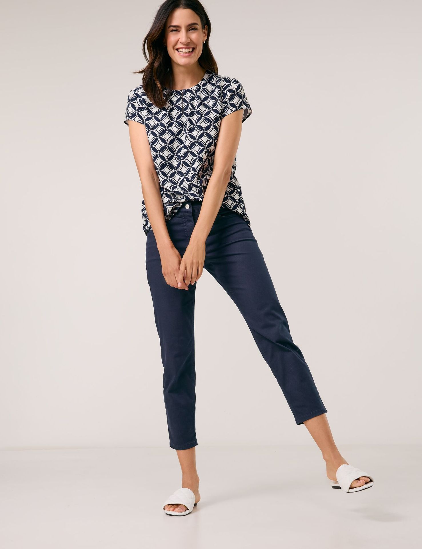5-Pocket Denim-Stretch-Jeans in 3/4 Länge