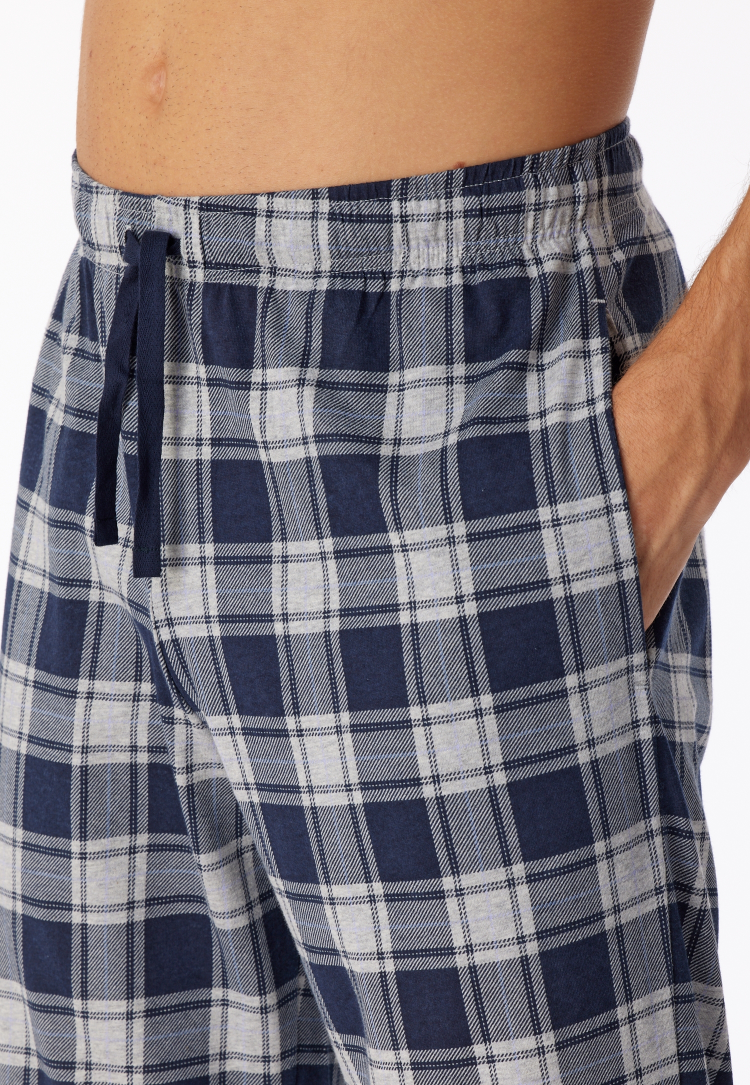 lange Herren-Night-Pants mit Karo-Muster aus Organic-Cotton