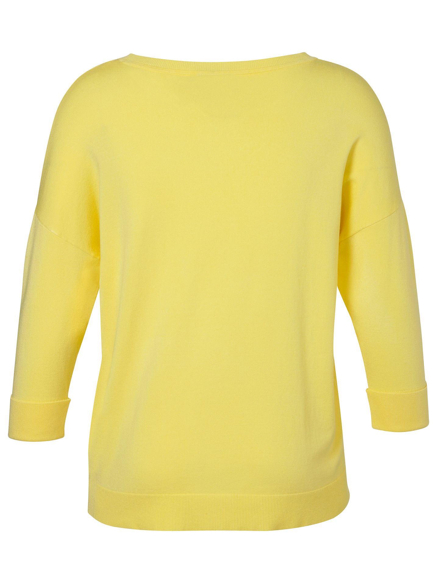 Feinstrick-Pullover mit U-Boot Ausschnitt und 3/4 Arm mit Knopf-Applikationen aus Viskose-Mix