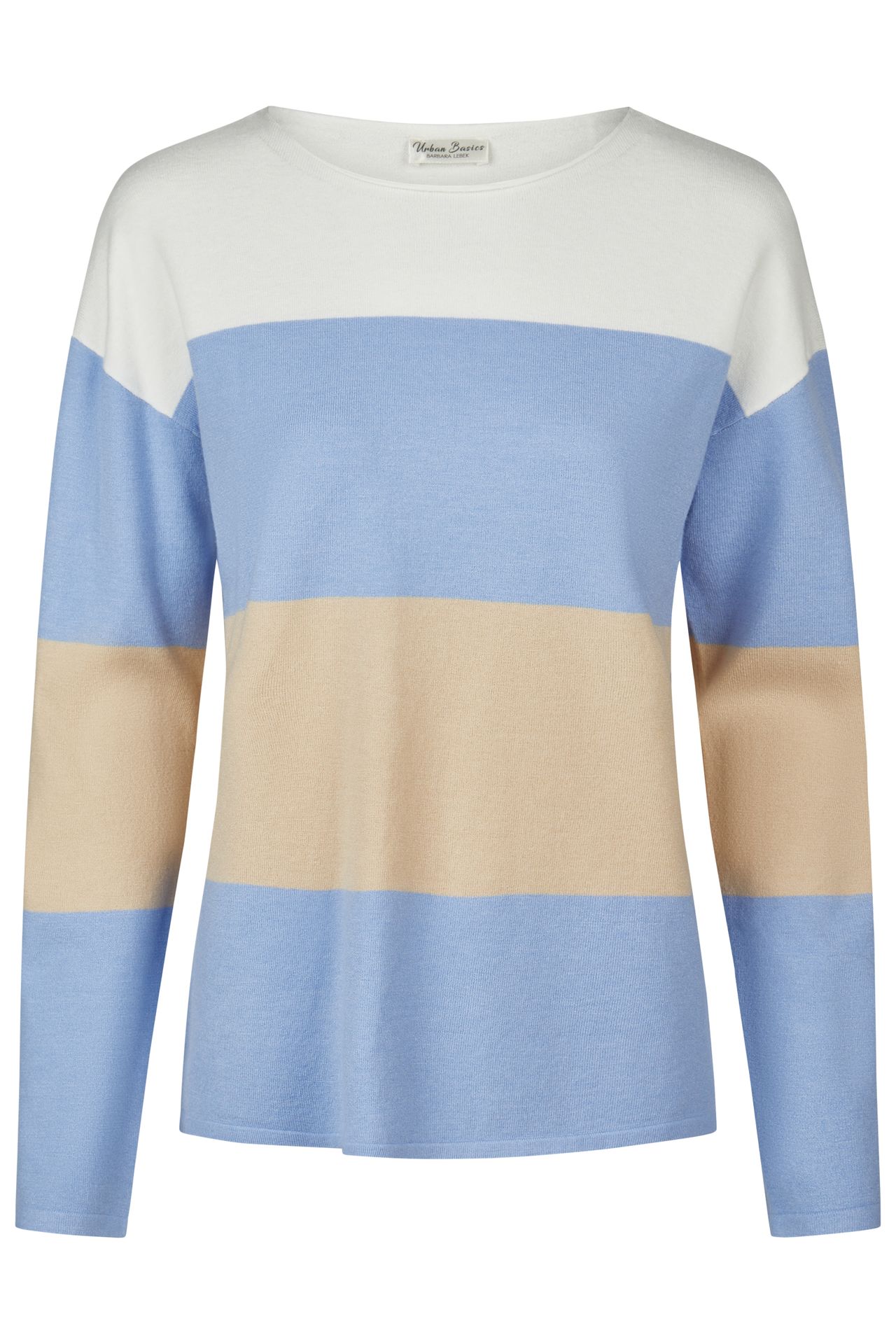 Feinstrick-Pullover in Color-Blocking aus Viskose-Mix