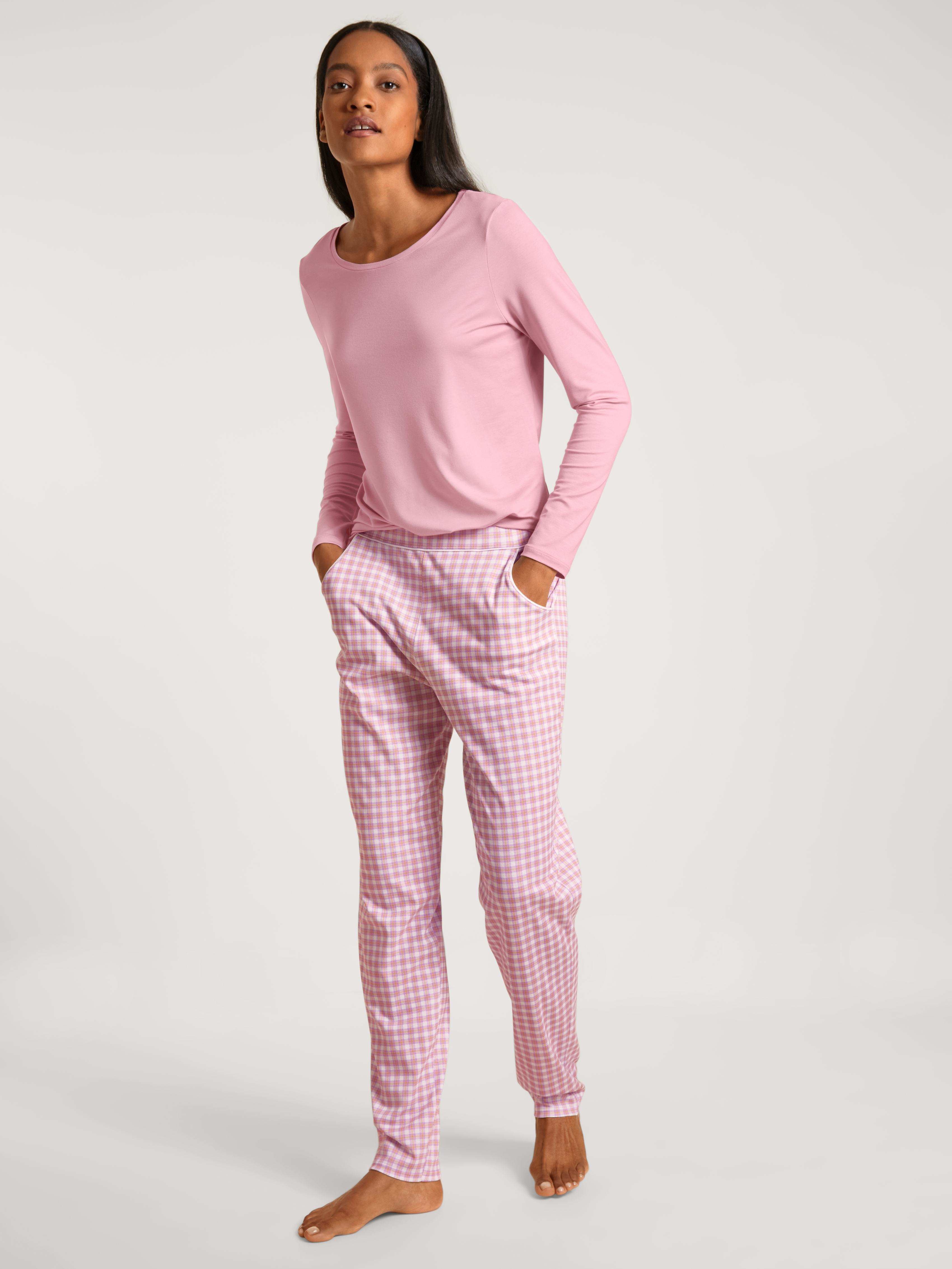 Sleepwear-Hose aus reiner Baumwolle mit Karo-Print