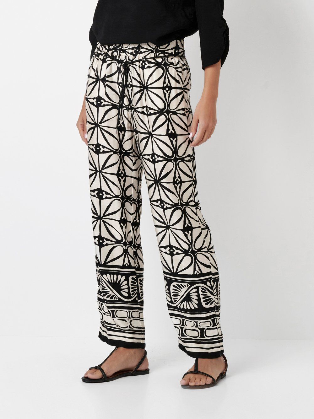 Palazzo-Hose "Pia Wide Chic 7/8" mit großem Allover-Print