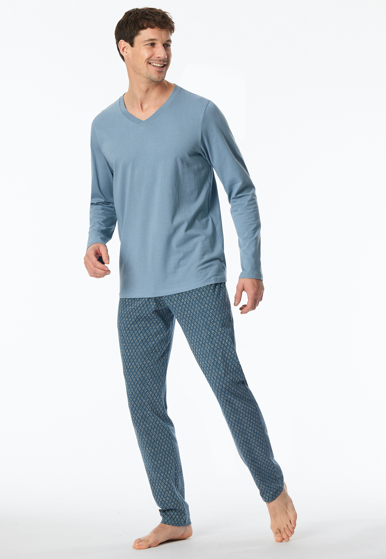 unifarbenes Herren Lounge-Shirt aus reinem Baumwoll-Jersey