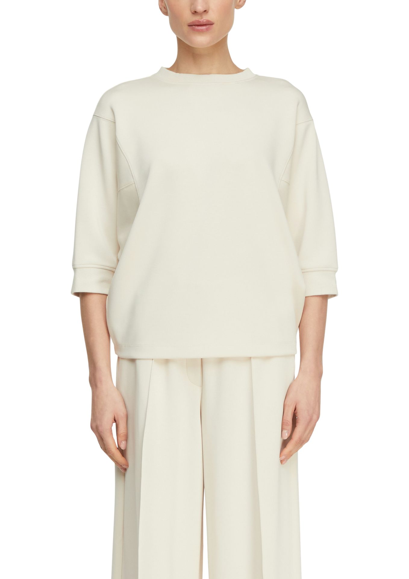 modisch kurzes  uni 1/2 Arm-Sweatshirt aus Baumwoll-Mix