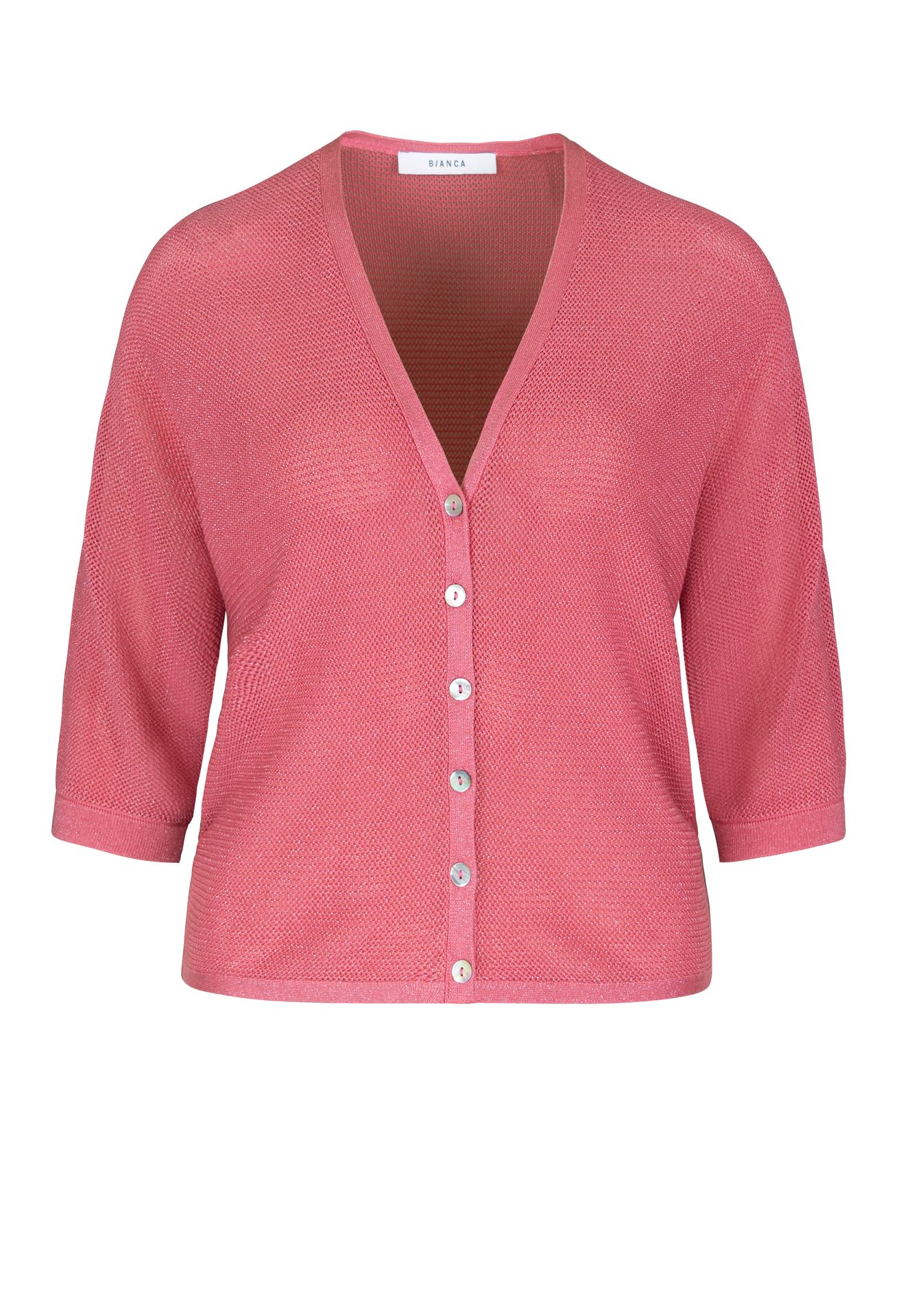 edle 3/4 Arm-Strickjacke "VALENTE" in leicht glänzendem Lochstrick aus Viskose-Mix
