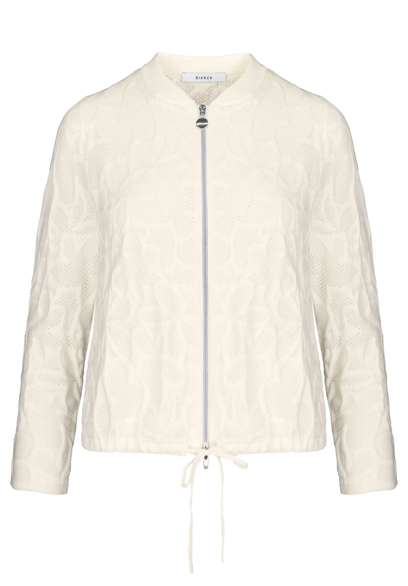 stylische Strickjacke "SAMIRIS" mit luftigem Jacquardmuster und 2-Wege-Zipper aus Baumwoll-Mix