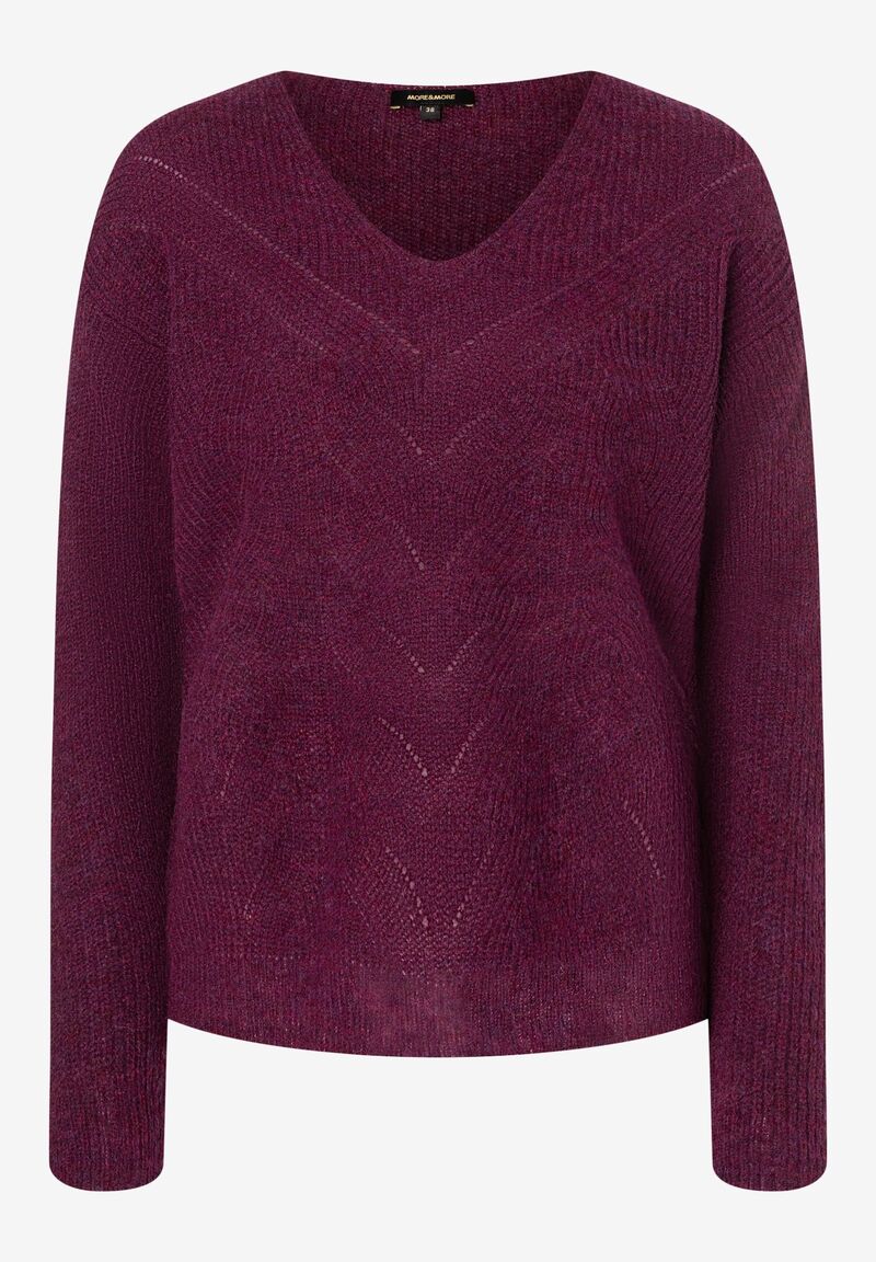 lockerer Ajour-Strick Pullover mit Wollanteil