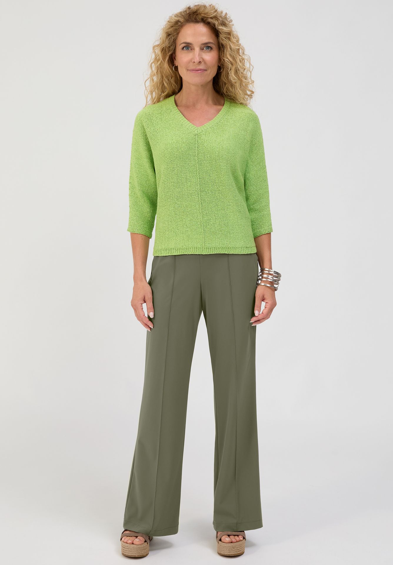 Stretch-Hose "PARIGI" aus Techno-Jersey im Marlene-Style