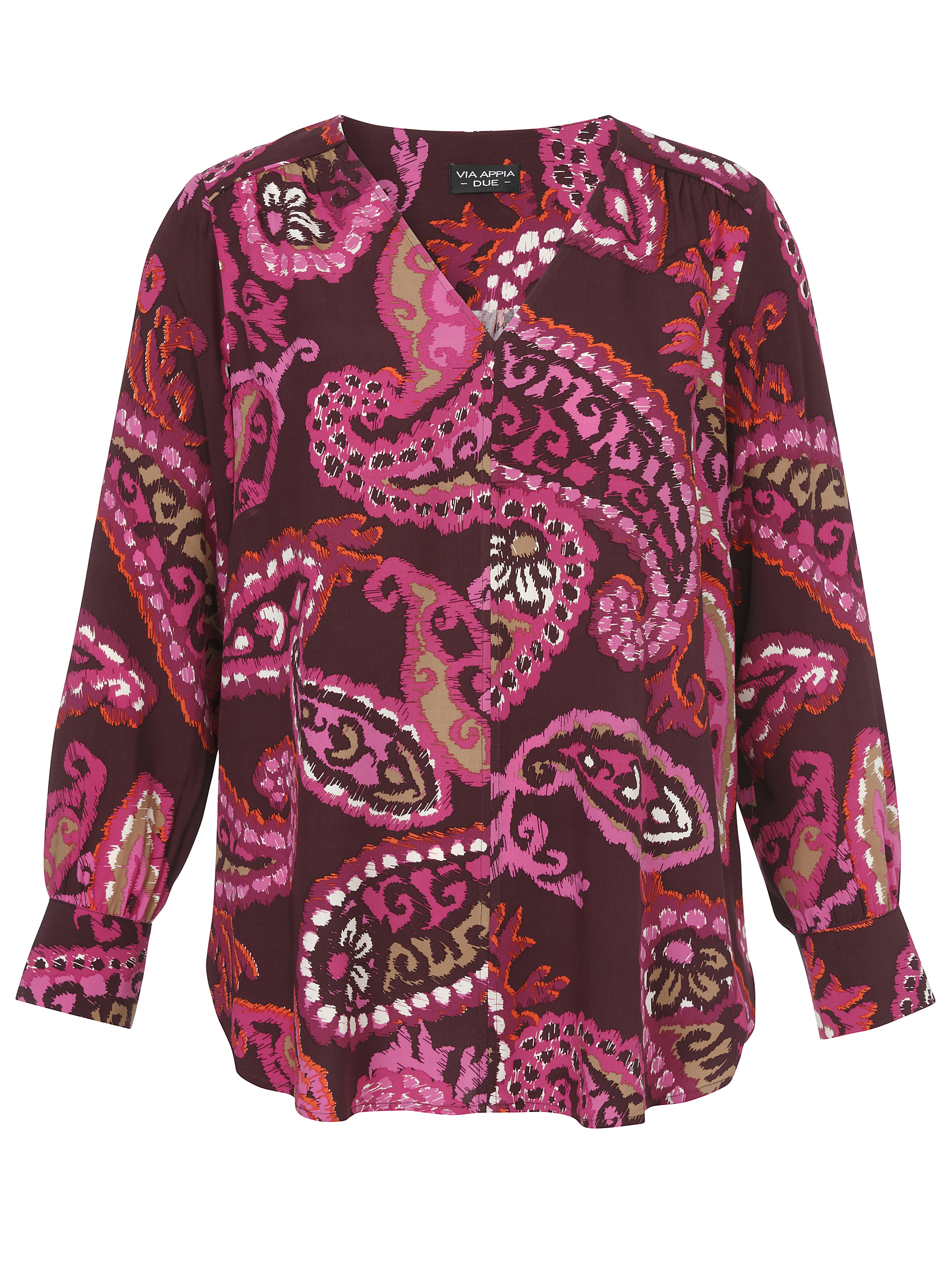 Schlupf-Bluse mit graphisch-floralem Druck aus Viskose