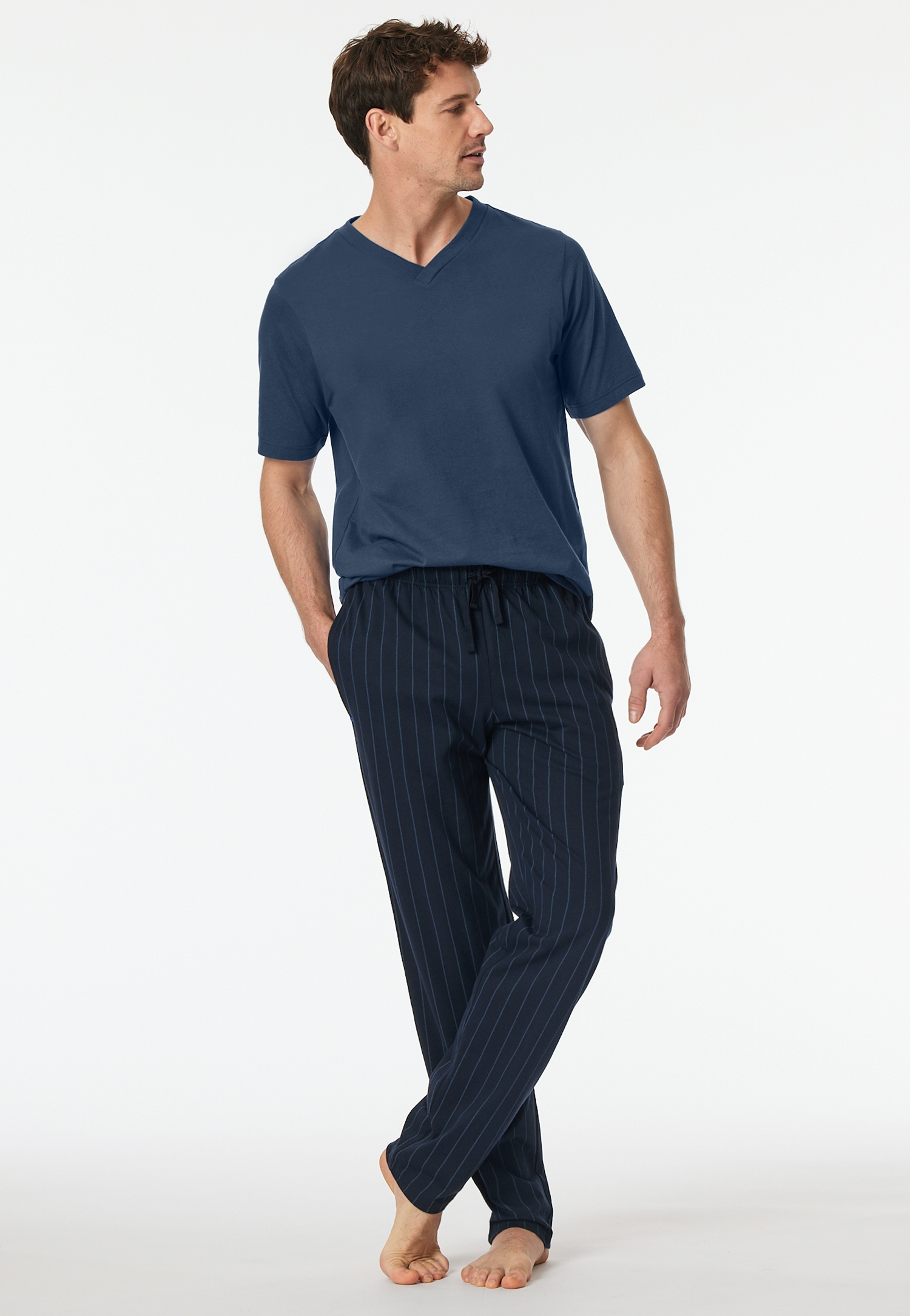 gestreifte Nightwear-Hose lang