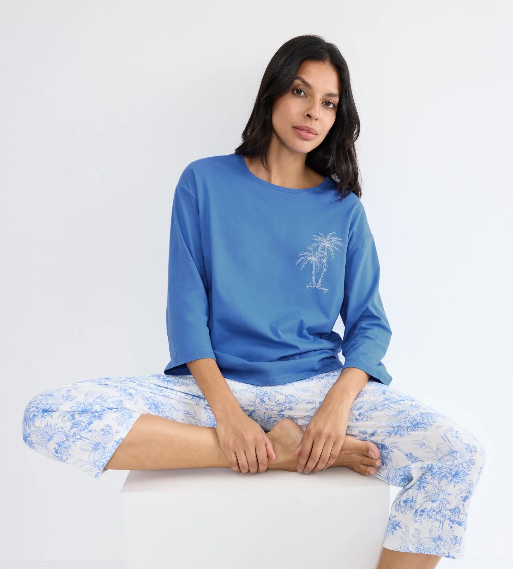 uni Sleepwear-Shirt "Mix & Match Top 7/8 X" aus reinem Baumwoll-Jersey