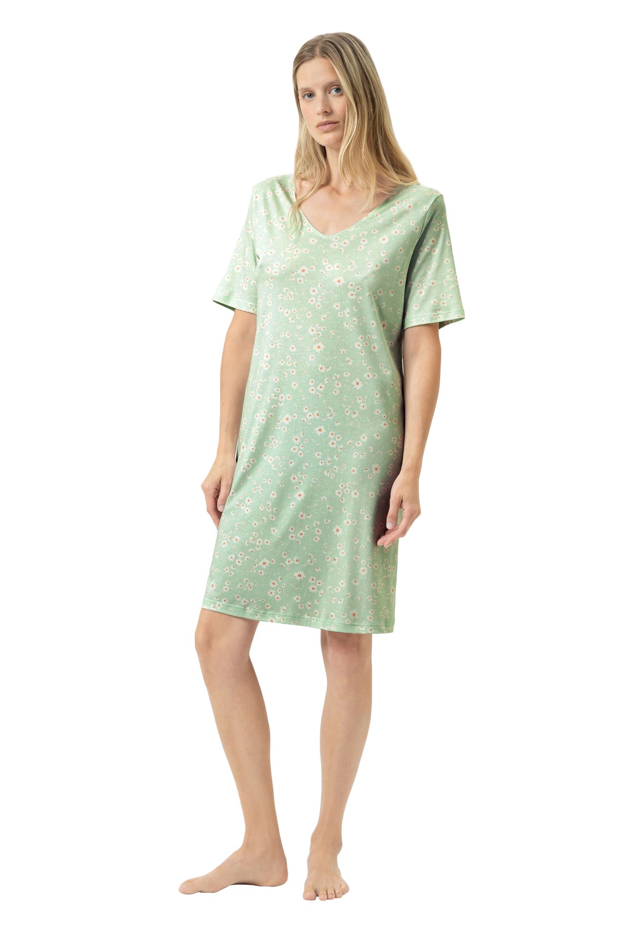 1/2 Arm-Nachthemd mit Allover-Blümchen-Dessin aus Baumwoll-Jersey