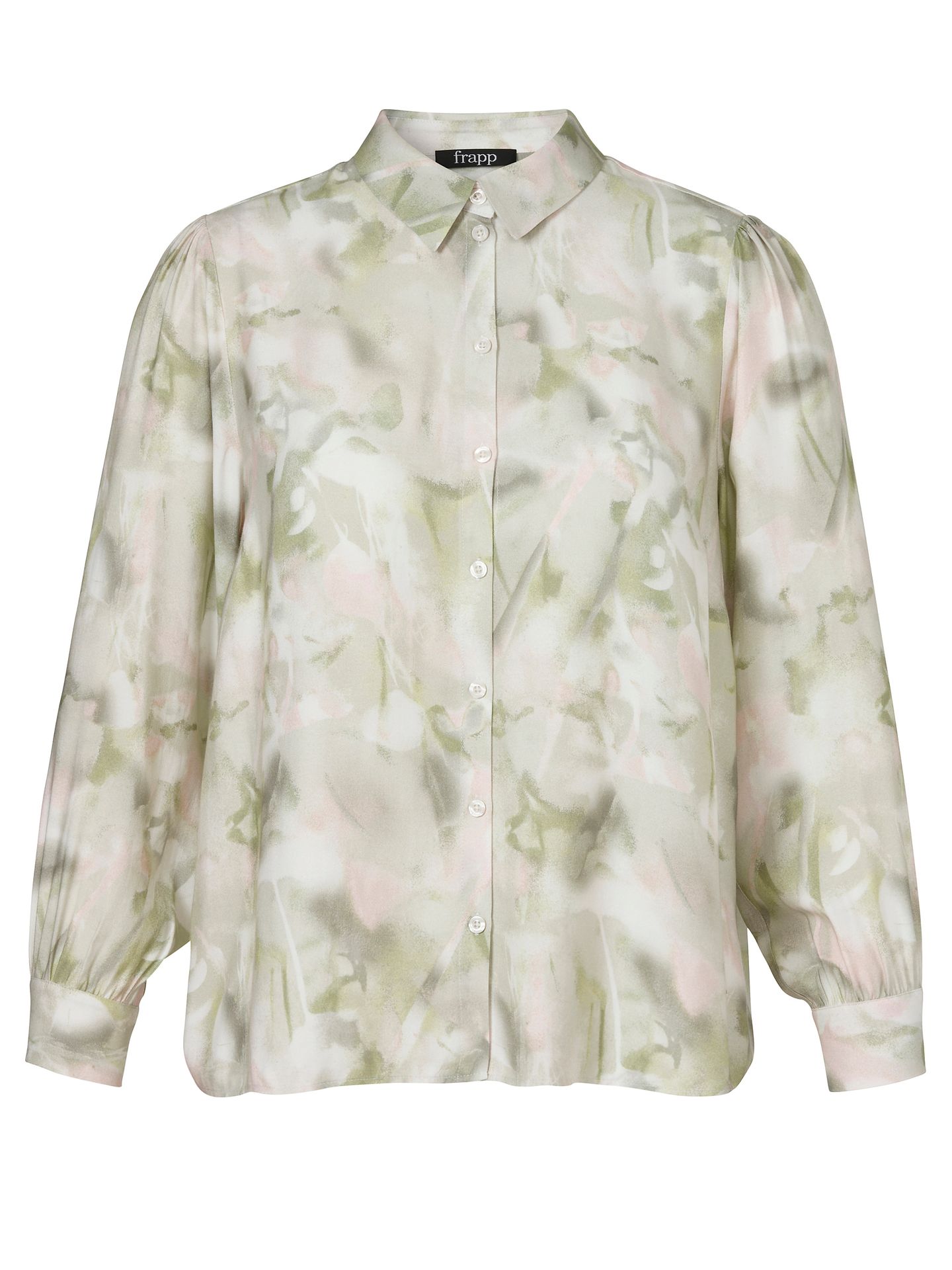 Hemd-Bluse mit verwaschenem Allover-Druck aus reiner Viskose